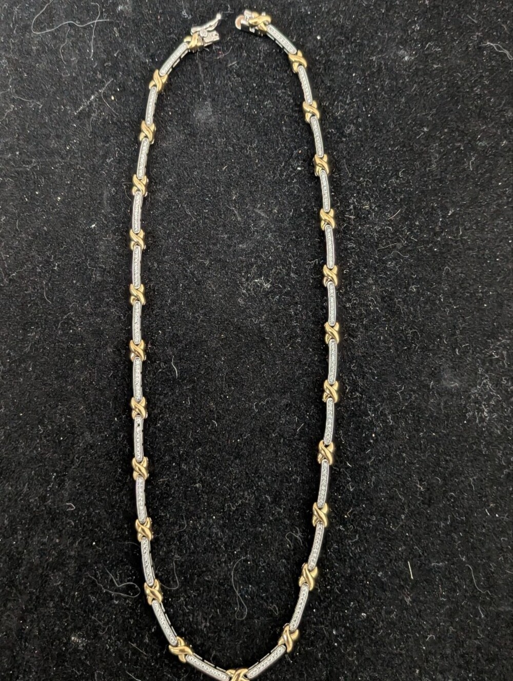 Silver + Crystal+ Gold X Women's Link Necklace